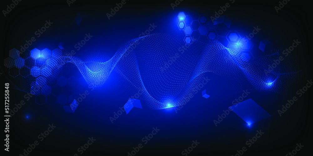 Poster vector illustrations of dot connecting waveform represent to data computing of artificial intelligen