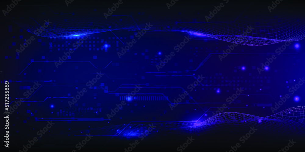 Aufkleber vector illustrations of data wireframe waveform on futuristic blue high technology artwork.digital c