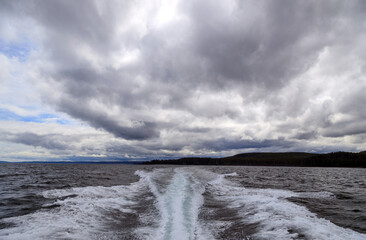 Outboard Motor Powerboat Wake Sea Haida Gwaii