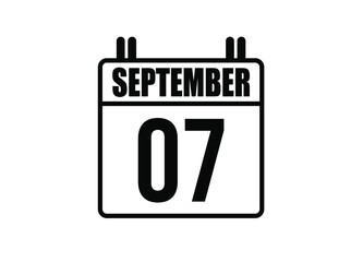 7 September calendar. Simple calendar page for the month of September. Black vector on white background.
