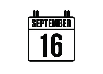 16 September calendar. Simple calendar page for the month of September. Black vector on white background.