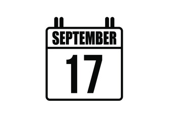17 September calendar. Simple calendar page for the month of September. Black vector on white background.