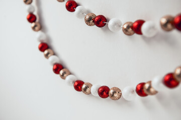 christmas decoration - balls garland on white background