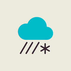 Raincloud with snow vector icon. Weather sign