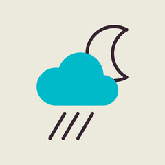 Raincloud with moon vector icon. Weather sign