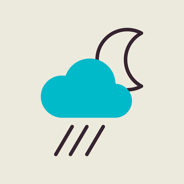 recommend clip art: Raincloud with moon vector icon. Weather sign