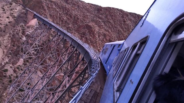 La Polvorilla Viaduct, A Steel Beam Bridge through which the Train to the Clouds passes (Spanish: Tren a las Nubes), in the Andes Mountains, Salta, Argentina.  