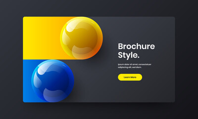 Trendy 3D balls site screen concept. Creative placard vector design template.