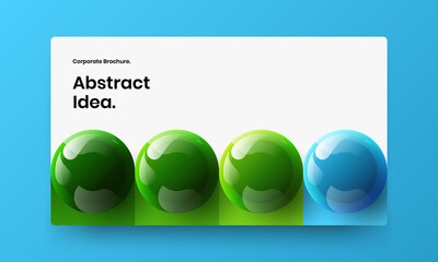 Modern 3D balls corporate brochure concept. Unique pamphlet vector design template.