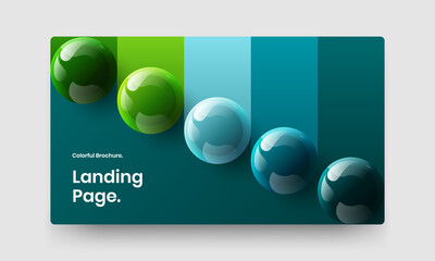 Simple realistic spheres front page concept. Trendy company brochure vector design illustration.
