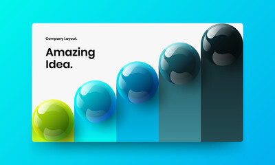 Minimalistic realistic spheres company identity concept. Vivid handbill vector design layout.