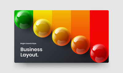 Creative front page design vector concept. Isolated 3D balls magazine cover illustration.