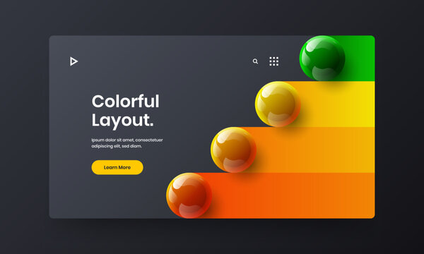 Geometric poster design vector illustration. Original realistic balls magazine cover layout.