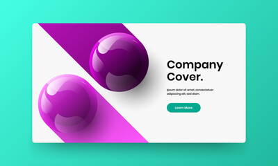 Premium 3D balls banner illustration. Clean pamphlet vector design template.