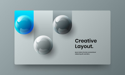 Modern leaflet design vector illustration. Trendy 3D spheres cover template.
