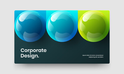 Abstract 3D balls landing page layout. Vivid brochure design vector concept.