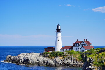 The landscape of Portland Lighthouse in Cape Elizabeth, Maine, USA	
