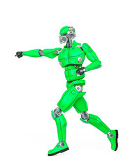 robot test is doing a karate pose