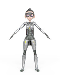 Obraz premium superheroine girl is doing an a pose in white background