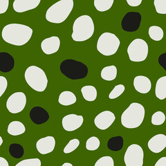 Abstract vector seamless pattern with hand drawn round shapes. Simple and elegant texture with organic polka dots