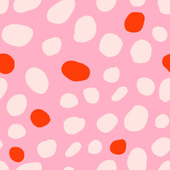 Abstract vector seamless pattern with hand drawn round shapes. Simple and elegant texture with organic polka dots