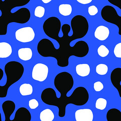 Cute simple pattern with abstract shapes and dots. Fun and colorful  hand drawn texture