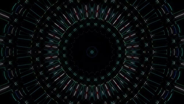 Abstract background moving stripes and flashing with shining light dots. Animation with circles
