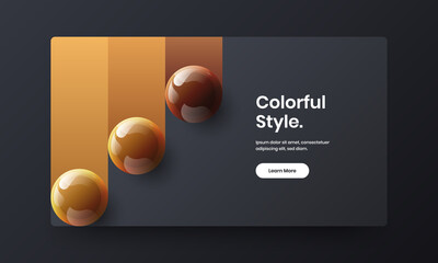 Colorful realistic spheres handbill layout. Trendy journal cover design vector template.