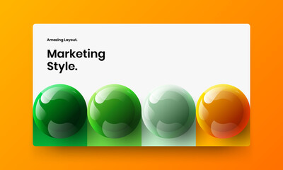 Colorful horizontal cover design vector template. Unique 3D balls leaflet concept.