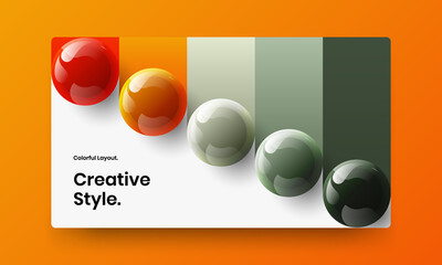 Premium 3D spheres website screen layout. Unique corporate cover vector design illustration.