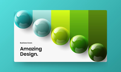 Vivid realistic spheres booklet concept. Fresh front page design vector illustration.
