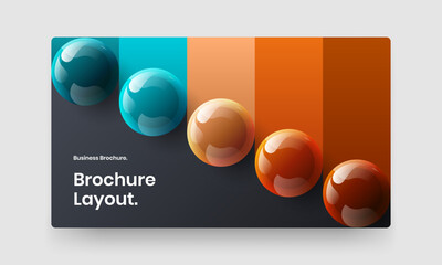 Simple 3D balls horizontal cover template. Clean brochure design vector concept.