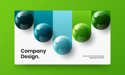Vivid 3D balls front page concept. Isolated website design vector layout.