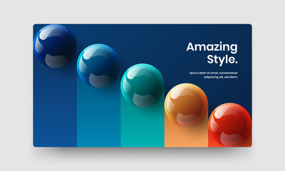 Premium 3D balls handbill template. Minimalistic booklet vector design concept.