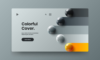 Clean cover design vector layout. Multicolored 3D balls website concept.