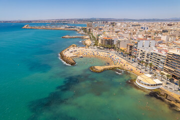 Aerial view of Torrevieja during sunny summer day. Province of Alicante, south of Spain, Costa...