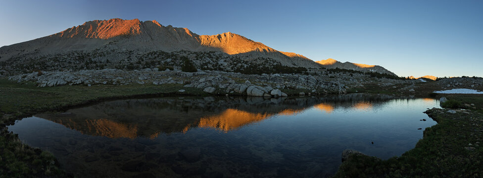 Mount Stanford North At Sunset Reflected In A Small Pool In Pioneer Basin