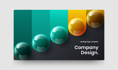 Trendy 3D balls landing page concept. Minimalistic website design vector layout.