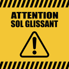 Logo attention sol glissant.