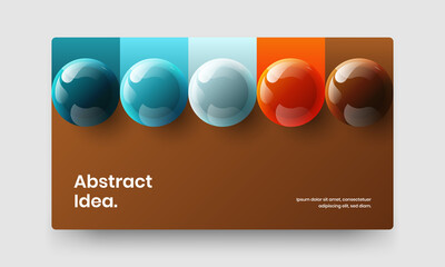 Minimalistic company cover design vector illustration. Original 3D balls brochure layout.