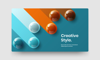 Minimalistic corporate brochure design vector concept. Geometric realistic spheres site screen layout.