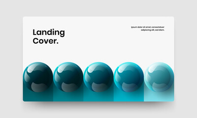 Clean corporate cover design vector template. Multicolored 3D spheres leaflet concept.