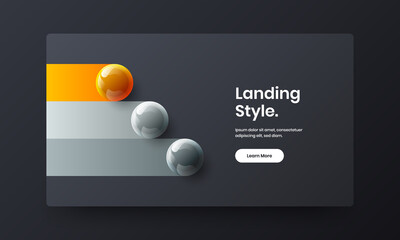 Original 3D balls journal cover template. Unique front page vector design concept.