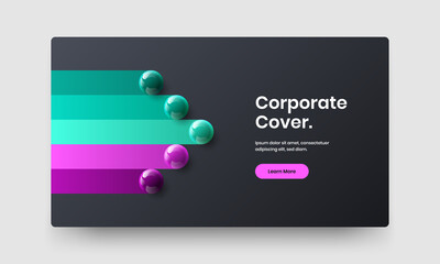 Colorful 3D spheres landing page concept. Geometric placard vector design layout.