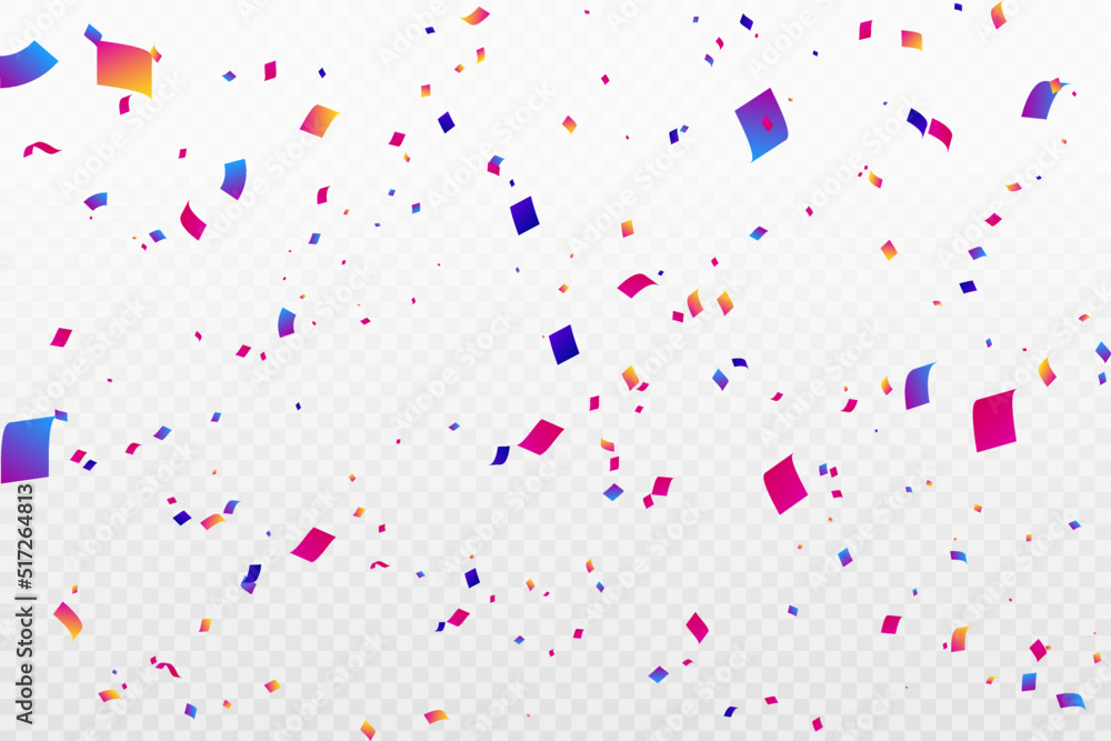 Wall mural Colorful confetti on white transparent background, Celebration colorful confetti vector