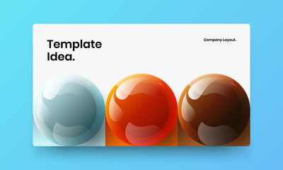 Colorful 3D spheres handbill concept. Simple company cover design vector template.