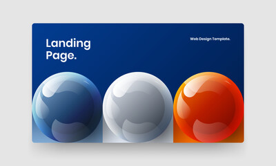 Modern realistic spheres corporate brochure concept. Trendy horizontal cover design vector layout.