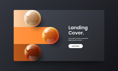 Unique realistic spheres corporate identity layout. Amazing landing page design vector illustration.