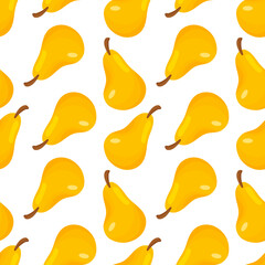 Cartoon pears seamless pattern on white background