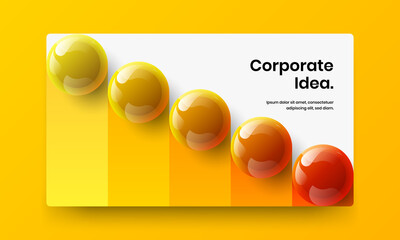 Original magazine cover design vector concept. Modern 3D balls placard template.